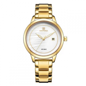 NAVIFORCE NF5008 Golden Stainless Steel Analog Watch For Women - White & Golden